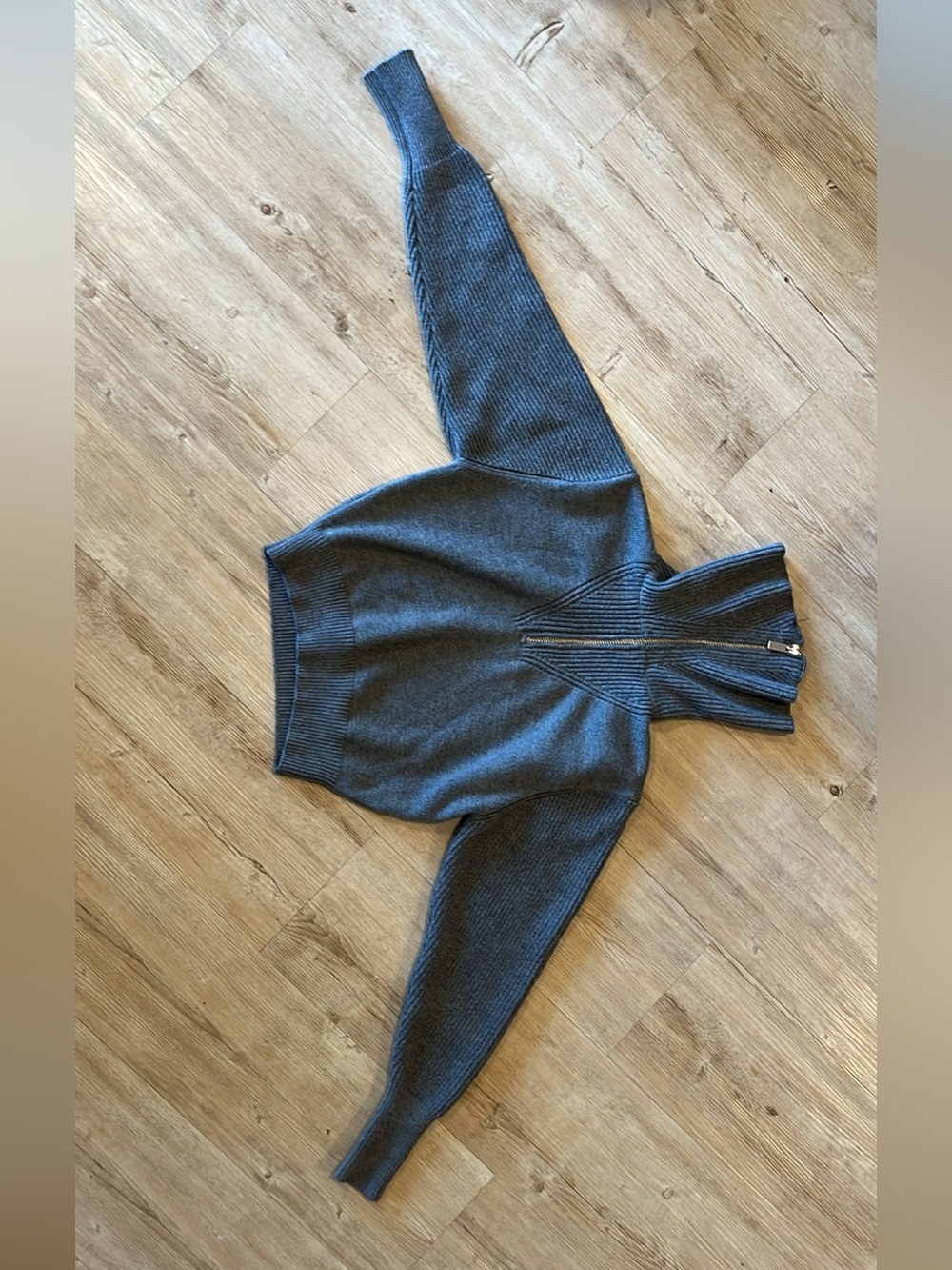 Zara Dark Charcoal Zip Funnel Neck Sweater